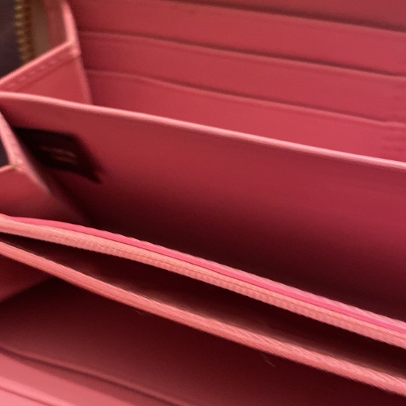 Coach Heritage Signature Wallet Pink Khaki Stripe Zip Wallet 8”x4” - Picture 9 of 15